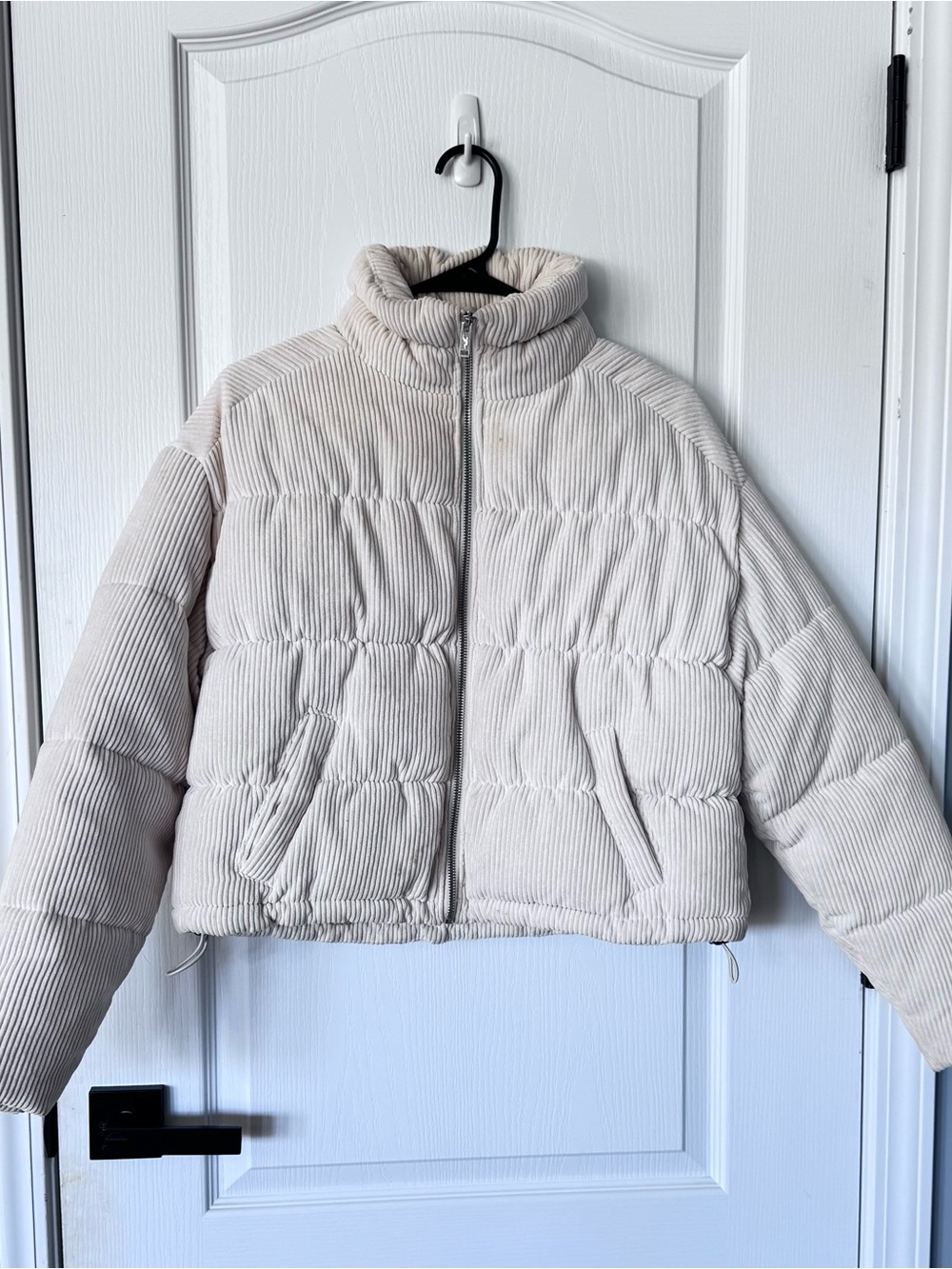 Cropped Corduroy Puffer Jacket - Cream